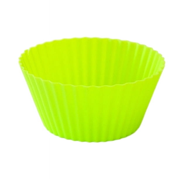Nvzi Molde redondo de silicona reutilizable para hornear, molde para muffins, paquete de 12, verde claro