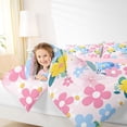 thumbnail image 3 of Erosebridal Pink Blue Flower Queen Comforter Set for Kids Girls, Colorful Groovy Floral Bedding Comforter Set, Pink Reversible 2pcs, 1 Comforter and 2 Pillowcases, 3 of 6