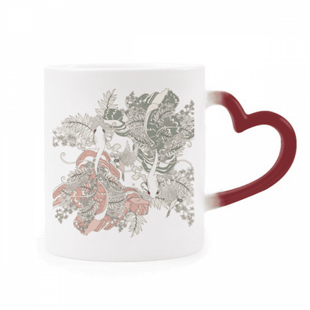 

Red Green Carp Heat Sensitive Mug Red Color Changing Stoneware Cup