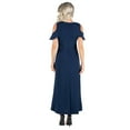 thumbnail image 2 of Women's 24seven Comfort Apparel Ruffled Cold Shoulder A-Line Maxi Dress Color: Blue Size: SMALL, 2 of 4