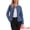Blue, variant on Women's Peplum Hem Button Down Collarless Jean Jacket M Blue