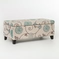 thumbnail image 3 of Noble House Hampton Contemporary Fabric Upholstered Storage Ottoman, White and Blue Floral, 3 of 8