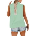 thumbnail image 4 of Alitao Button Down Shirts Linen Shirts Cotton Linen Shirts For Women Sleeveless Collared Tops Oversized Up Blouses Work Shirts Casual Summer Tshirt Tshirts Shirts Summer Tops Mint Green M, 4 of 9