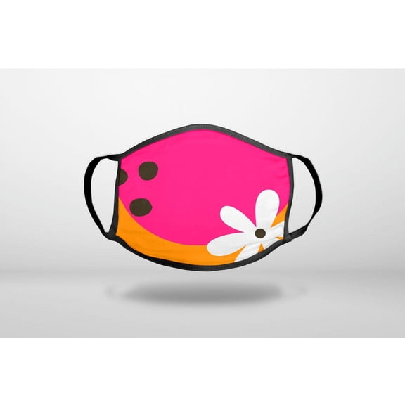 Summer Vibes Bold Flower Orange Pink Yellow - 3-Ply Reusable Soft Cloth Face Covering, Unisex, Cotton Inner Layer