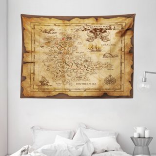  Treasure Map Tapestry Pirate Tapestry Island Map Super Detailed  Treasure Map Pirates Gold Secret Sea History Psychedelic Wall Hanging  Tapestry Halloween Tapestry For Bedroom Living Room Dorm Yellow And Gold 