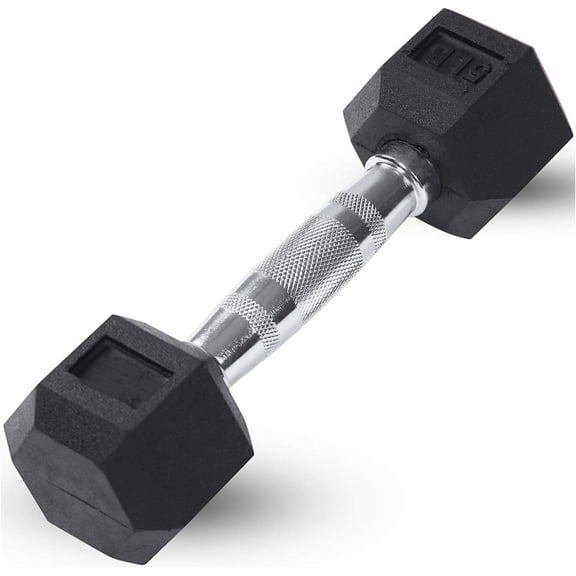 JFIT Rubber Hex Dumbbells - 8 Size Options - Hex Shaped Heads Prevent Rolling and Injury - Ergonomic Hand Weights for Exercise, Muscle, Strength and Weight Training