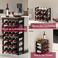 thumbnail image 4 of 6 Tier Bamboo Wine Rack Freestanding Floor, 24 Bottles Wine Storage Shelves with Table Top, Stackable Wine Display Rack for Kitchen, Bar, Dining Room, Rustic Brown and Black, 4 of 7