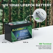 DJLBERMPW 48V LiFePO4 Lithium Battery 100Ah, 4000+ Deep Cycle Battery, 4 Group 12V 100Ah in Series to 48V 100Ah Lithium Batteries for Golf Cart,Trolling Motor,RV,Solar,Built in 100A BMS 5120W