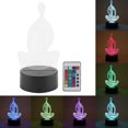 thumbnail image 2 of Luz nocturna Soporte de base ABS Lámpara con patrón de yoga Interruptor táctil (negro con control remoto), 2 of 8
