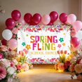 thumbnail image 5 of 7x5FT Spring Flying School Dance Backdrop Colorful Floral Party Decoration Banner Supplies Flowers Middle School Theme Photography Background Cake Table Photo Booth Props, 5 of 7