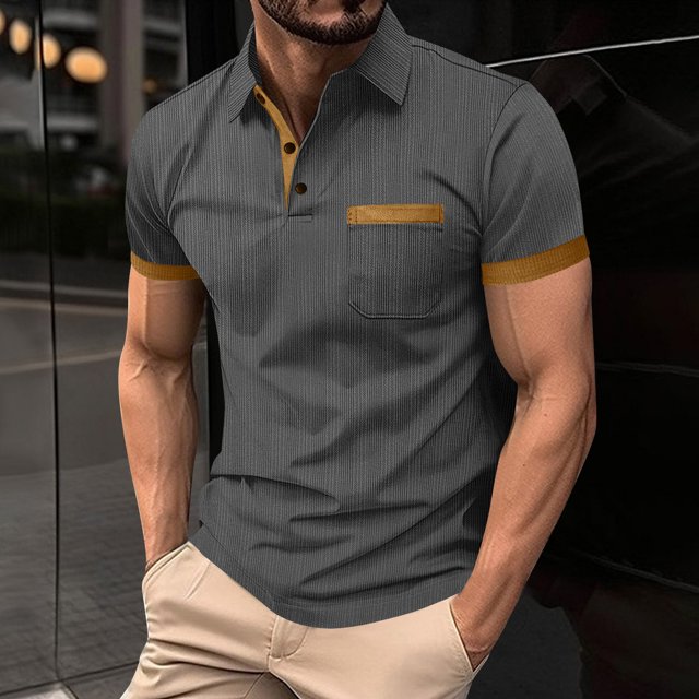 pstuiky camisetas de manga corta para hombre, Camisa informal de verano para hombre con bolsillo en el pecho, cuello con botones y manga corta a juego. camisas casuales para hombre xl