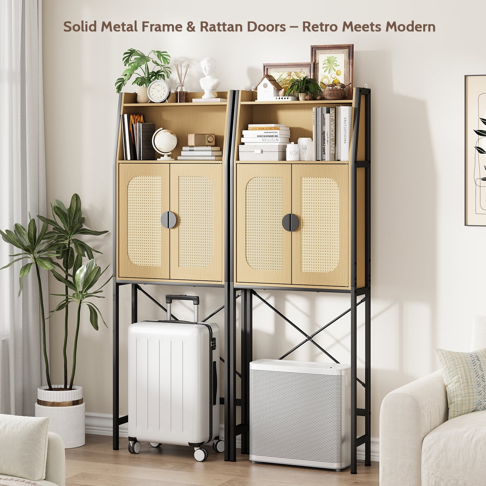 Vividwood Over-the-Toilet Cabinet with Soft Close Doors, Off-White