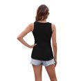 thumbnail image 2 of Womens Ladies Ribbed Thick Strap Racerback Tight Slim Fitted Sporty Workout Tank Tops Black XXL, 2 of 9