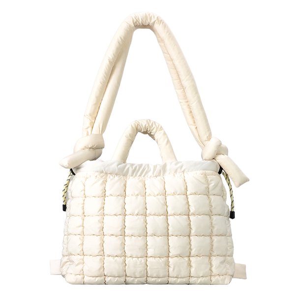 Mochila Color Sólido Bolso Mano Acolchado para Mujer Bandolera Hinchado