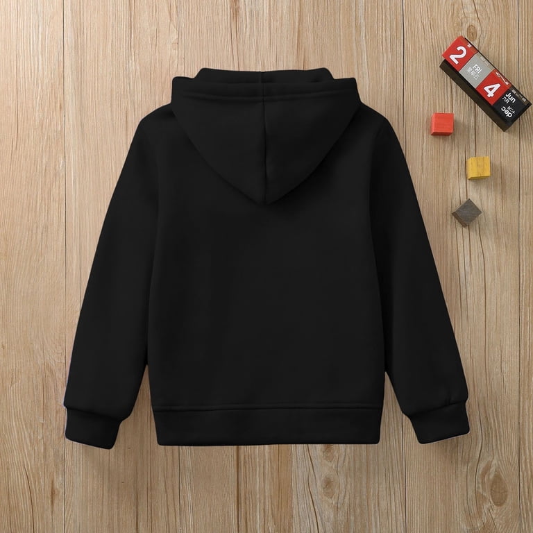 JHLZHS Black Hoodie Boys 10-12 White Strings Fashion Fall Winter