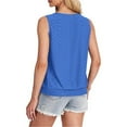 thumbnail image 5 of GaThRRgYP Summer Tops for Girls,Women's Loose Casual Solid Color Round Neck Sleeveless Top Blue M, 5 of 9
