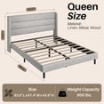 thumbnail image 3 of Frostbloom Queen Size Linen Upholstered Platform Bed Frame with Wingback Headboard, No Box Spring Needed, Light Gray, 3 of 8