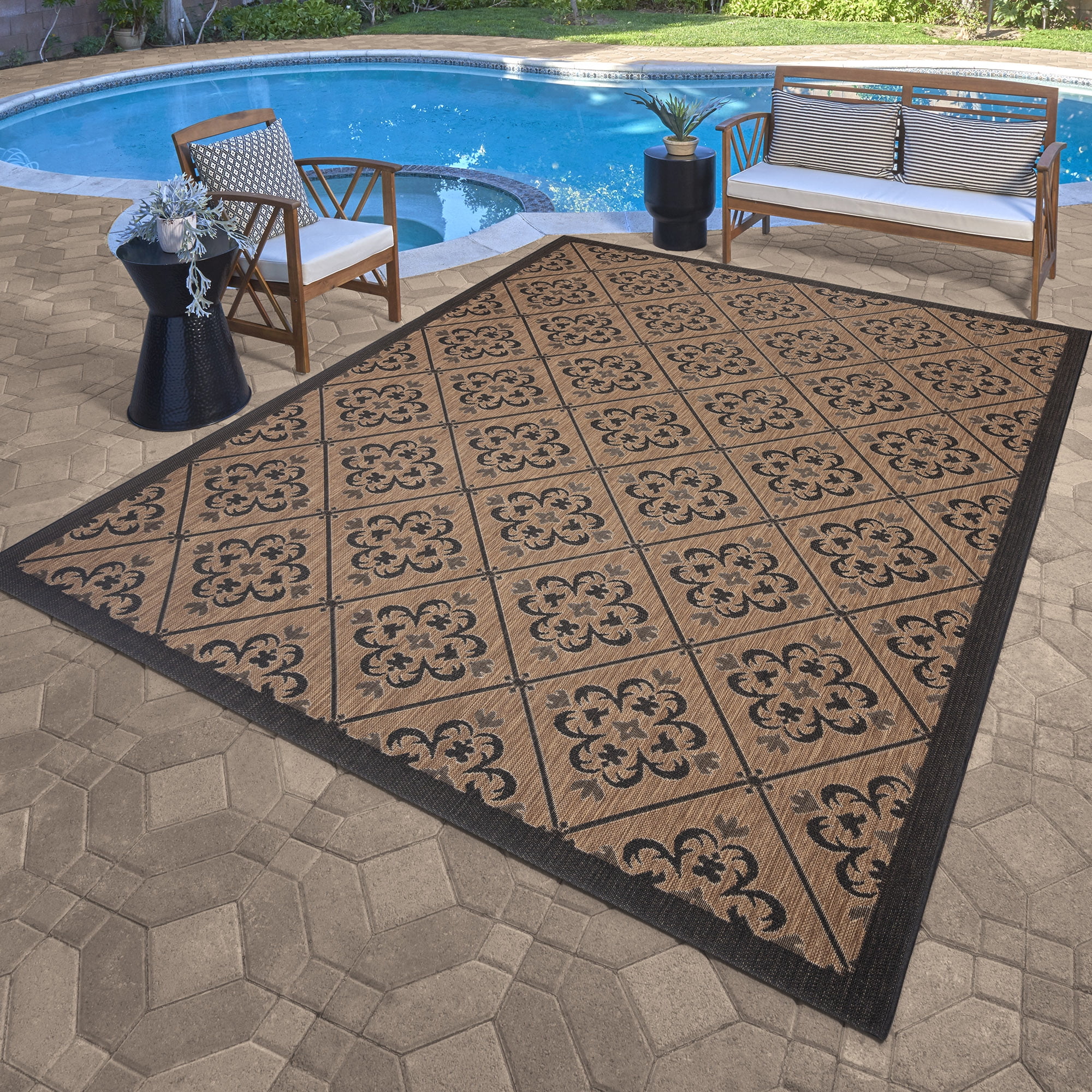 Gertmenian Paseo Bronte Bohemian Striped Havana/ Black Area Rug, 5x8