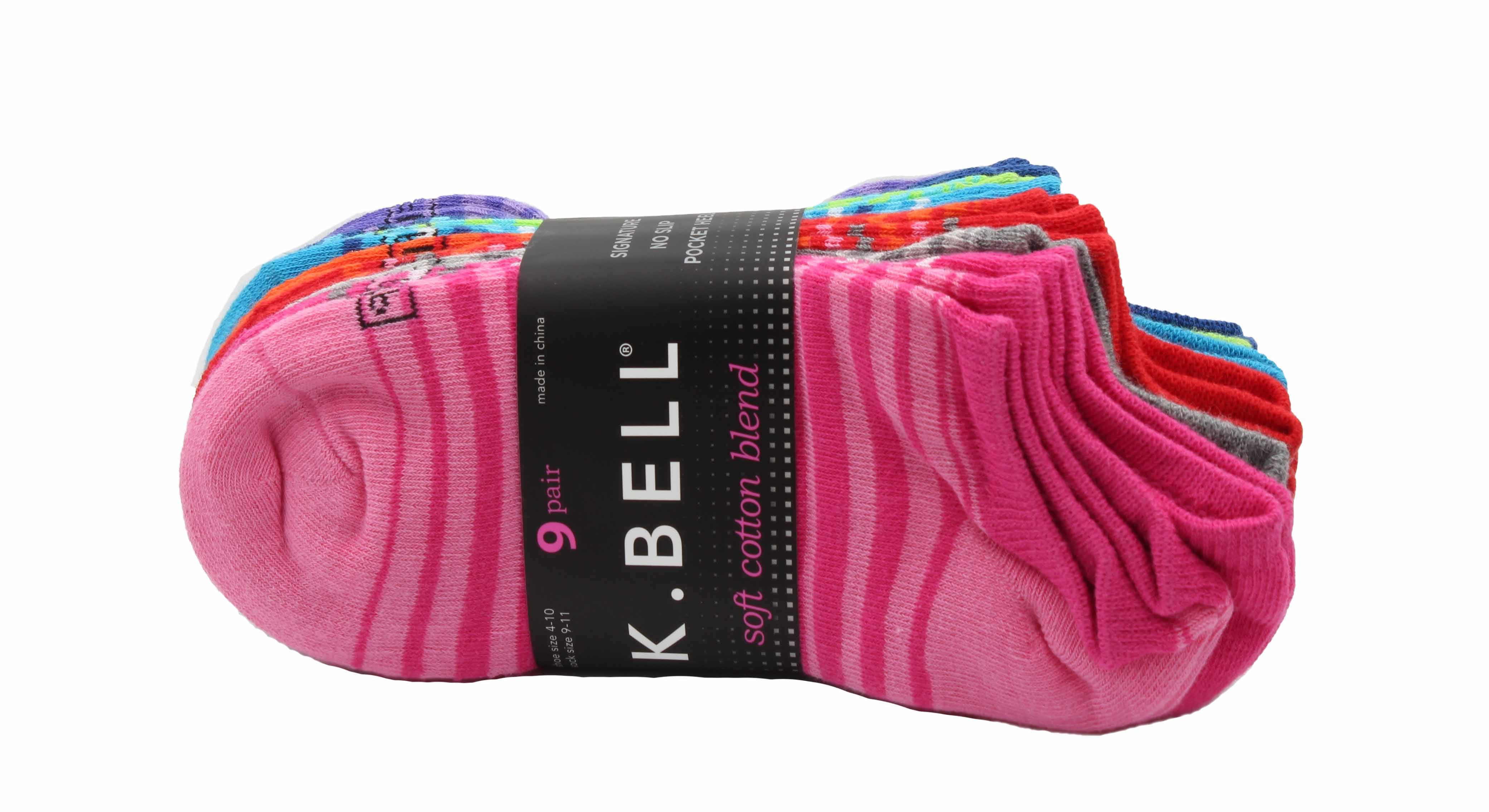 Fuchsia K.Bell Soft Cotton Blend Socks 9 Pairs No Show Fit 