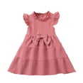 thumbnail image 2 of Gelikeya Toddler Little Girls Summer Dress Outfits Ruffle Cute Sundress Kids Clothes Playwear Dress with Bowknot Z04 Pink, 2-3 Years, 2 of 6