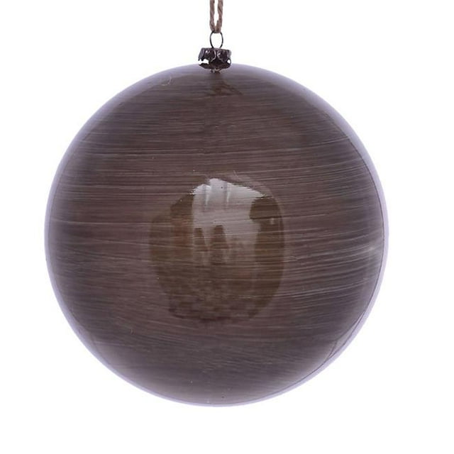 Vickerman MC197287 6 in. Pewter Wood Grain Ball Ornament - 3 per Bag