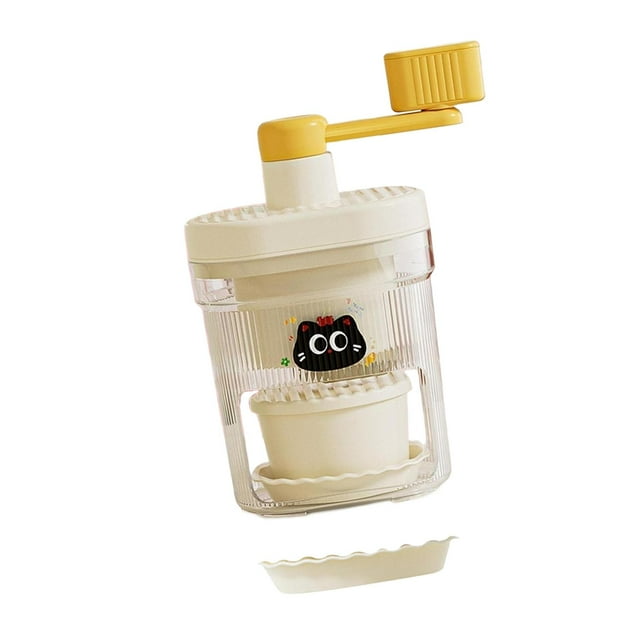 Trituradora de hielo manual, máquina para hacer conos de nieve, utensilios de cocina ligeros para el hogar Blanco y amarillo