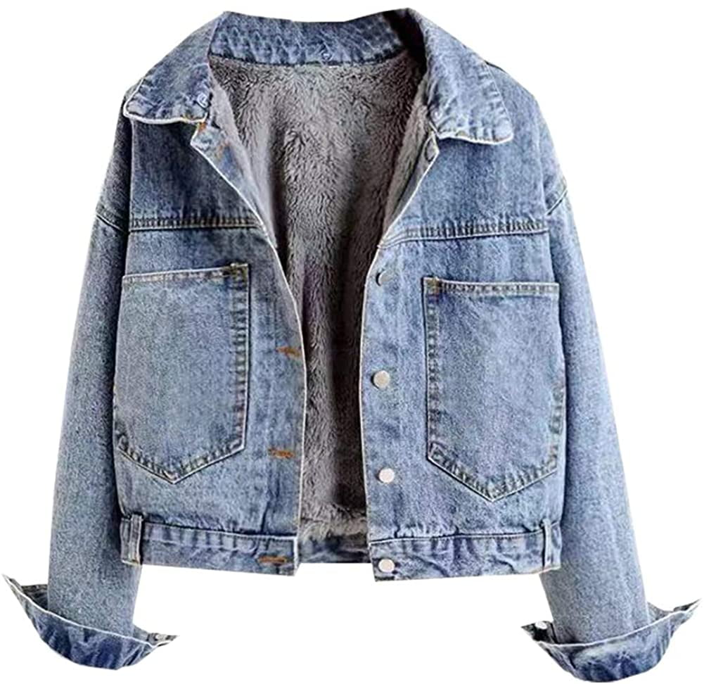 Women Sherpa Fleece Lined Denim Short 