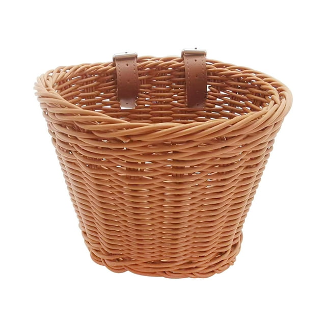 Children Bike Front Basket Bicycle Hanging Basket Bicycle Rattan Woven Basket with Adjustable Belts