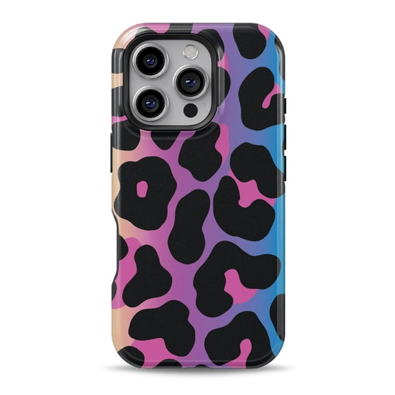 DesignSkinz Scratch-Resistant Hard Slim Case Compatible with iPhone 16 (Compatible with MagSafe) - Neon Leopard Pattern