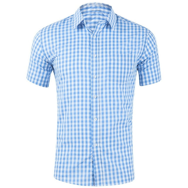 Kcodviy Chemise de Pyjama Décontractée à Carreaux pour Homme avec Poche Manches Courtes Manches Longues Chemise Décontractée Col Rabattu Chemise Formelle