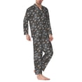 thumbnail image 2 of Fuzoiu Spider Cobweb Print Men's Long-Sleeved Pajama,Lounge Button Down Nightwear,Mens Notch Collar Pajama Set -Medium, 2 of 7