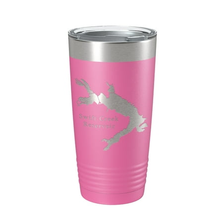 

Swift Creek Reservoir Tumbler Lake Map Travel Mug Insulated Laser Engraved Coffee Cup Virginia 20 oz Pink