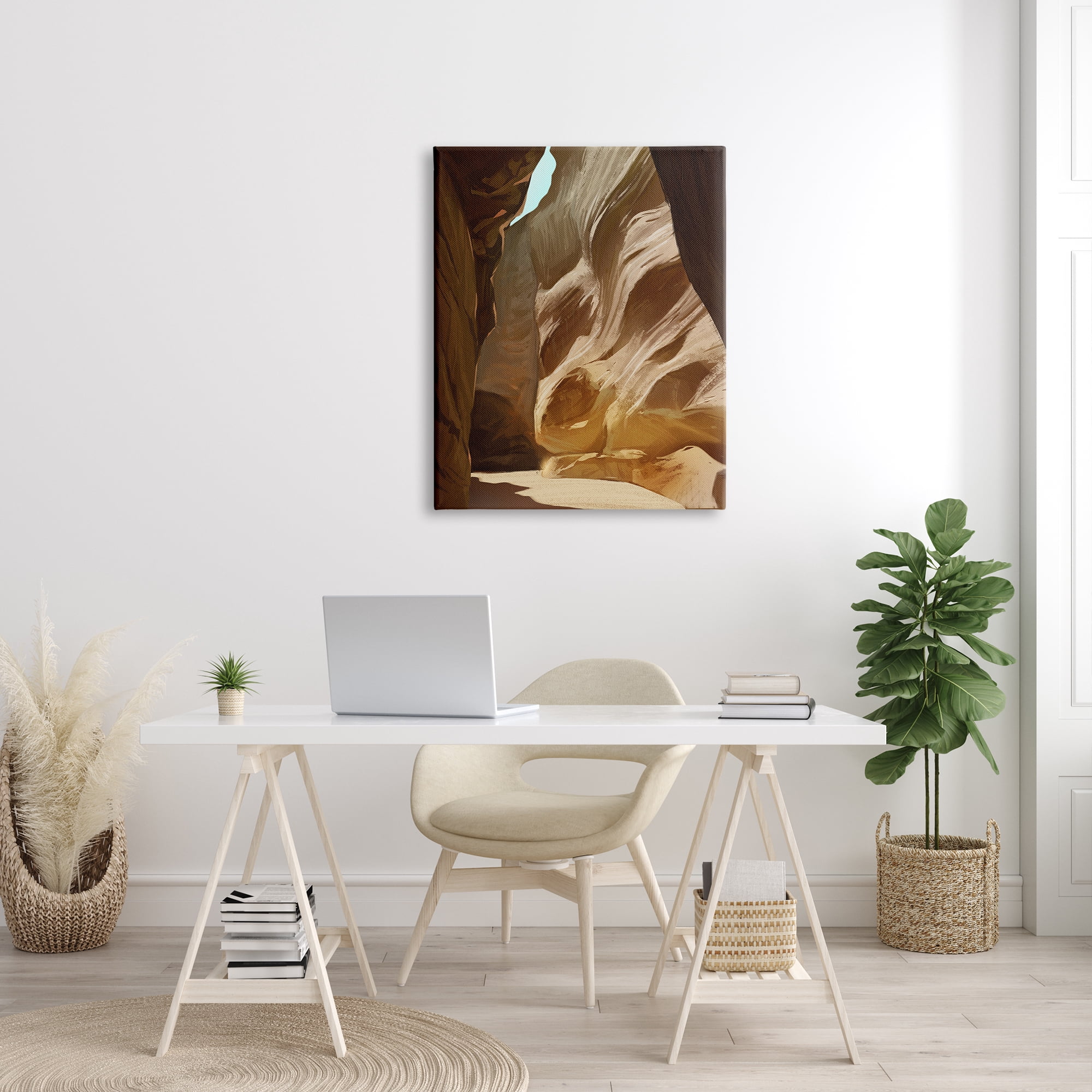 Stupell Industries Sandy Desert Cliffs Peaceful Arid Canyon Landscape Painting Gallery Wrapped Canvas Print Wall Art, Design by Ziwei Li