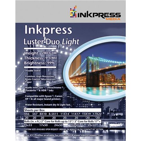 Inkpress Commercial Duo - Inkpress Luster Duo, Double Sided Inkjet Paper, 99% Bright, 280 gsm, 9.5 mil., 11x14