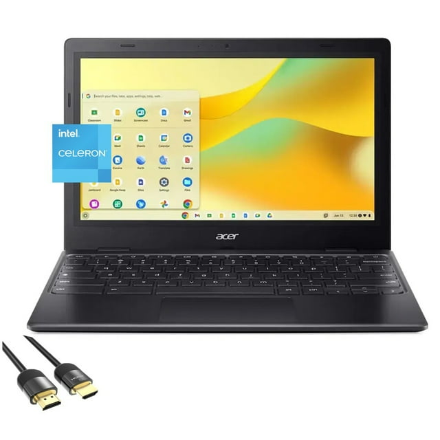 Acer Chromebook 311 Ordinateur Portable, Écran HD 11.6 Pouces, Dual-Core Intel Celeron N4500, 4 Go RAM, 64 Go eMMC, Webcam, WiFi, USB-C, Bluetooth, Chrome OS, Câble HDMI PDG, Version US KB, Noir Étoilé