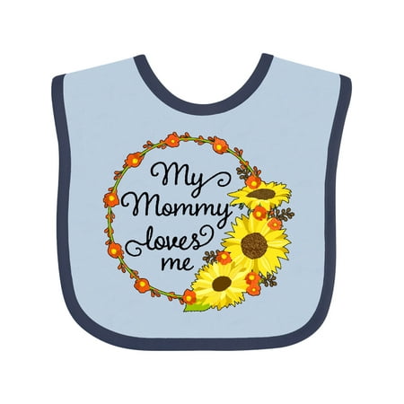 

Inktastic My Mommy Loves Me with Sunflower Wreath Gift Baby Boy or Baby Girl Bib