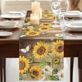 thumbnail image 3 of Table Runners 48 Inches Long Dress Scarves, Farmhouse Sunflowers Farmhouse Kitchen/Dining Table Runner, Short Coffee Tablerunners, Rustic Floral Buttterfly Wood Board Brown 13x48 Inch, 3 of 9