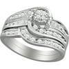 Forever Bride 1/3 Carat T.W. Diamond 10K White Gold Round Bypass Bridal Set