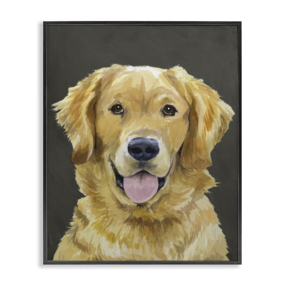 Stupell Industries Joyful Golden Retriever Portrait Black Framed Giclee Art, design by Lil' Rue