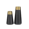 thumbnail image 6 of DecMode 11", 8"H Black Stainless Steel Vase with Gold Rims, Set of 2, 6 of 7