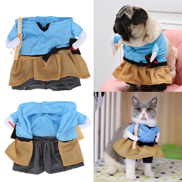 Polyester Funny Samurai Upright Pet Costume Party Cosplay Clothes Dress Up Dog Cat Multiple Sizes Available