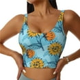 thumbnail image 3 of Goofa Sunflowers Printed Sports Bras for Women, High Impact Running Bra Workout Crop Tank Tops Longline Sports Bra Push up-X-Large, 3 of 9