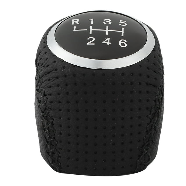 Perilla de palanca de cambios de coche, palanca de balonmano, reemplazo de cuero PU, compatible con Peugeot Boxer, color negro, 6 velocidades Jadeshay A