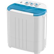 Portable Washing Machine, Mini Twin Tub Washer with 9lbs Washer, 5lbs Spinner, Compact Laundry Washer with Built-in Gravity Drain, Time Control, Small Washing Machine for Apartments, Dorm, RV