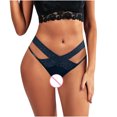 thumbnail image 6 of JINMGG Womens Plus Size Clearance $5 Women Soild Lace Low Waisted G-String Panties Briefs Underwear Bikini Dark Blue L, 6 of 8