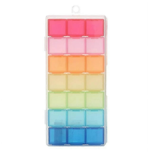 21 Compartment Transparent Color Empty Plastic Box Pill Tablet Medicine Organizer Weekly 7 Days 3-r