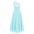 thumbnail image 2 of inhzoy Kids Flower Girls One Shoulder Maxi Wedding Gown Junior Bridesmaid Birthday Party Chiffon Dress Light Blue 14, 2 of 4