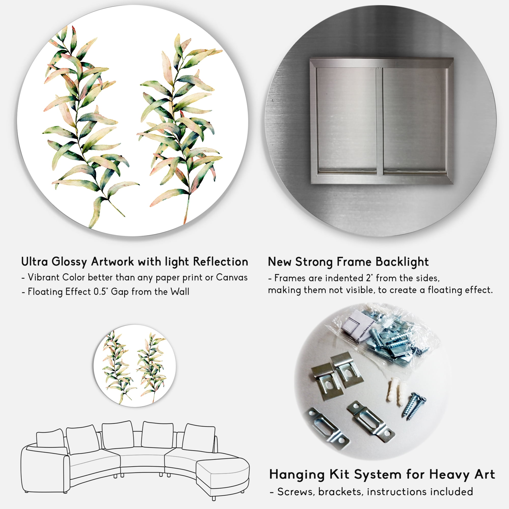 Designart 'Autumn Branches of Grass ' Traditional Circle Metal Wall Art 11x11 - Disc of 11
