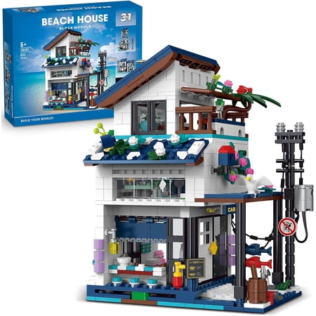 3 in 1 City House Building Sets,Compatible with Lego Creative Modern House with Light,Building Blocks Toys for Kids Ages 6+