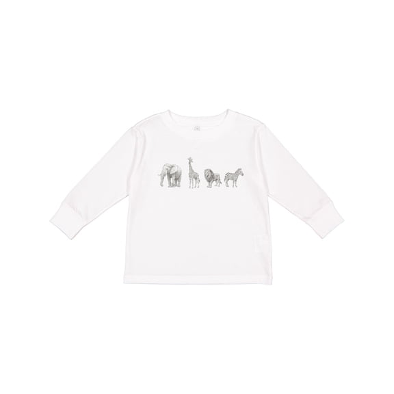 Inktastic Safari Animal Sketch Elephant Giraffe Lion Zebra Boys or Girls Long Sleeve Toddler T-Shirt